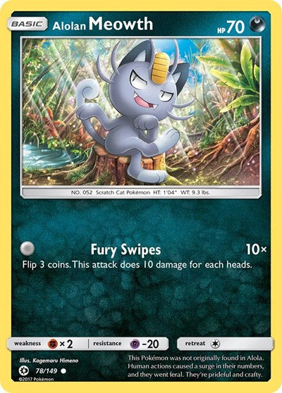 Alolan Meowth SM Base Set (SM01) - (#78/149) Near Mint