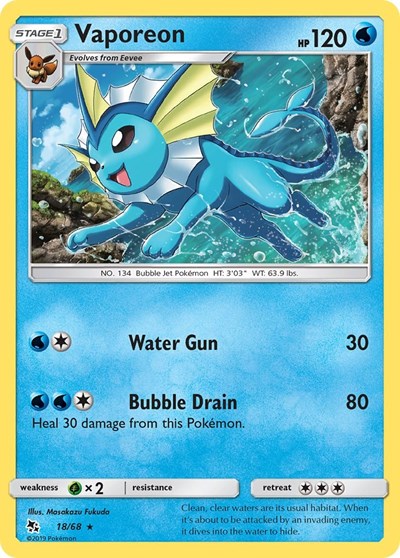 Vaporeon Hidden Fates (HIF) - (#18/68) Holofoil Near Mint