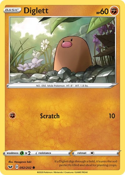 Diglett SWSH01: Sword & Shield Base Set (SWSH01) - (#092/202) Near Mint