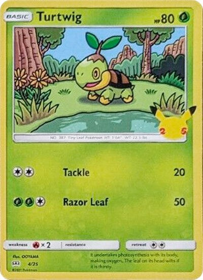 2021 Pokemon: McDonald's 25th Anniversary Promos (M21) - Turtwig - 4/25 (#004/025, Promo)