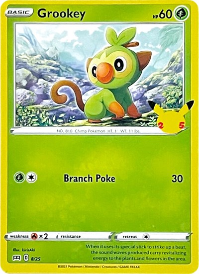 2021 Pokemon: McDonald's 25th Anniversary Promos (M21) - Grookey - 8/25 (#008/025, Promo)