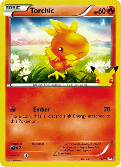 2021 Pokemon: McDonald's 25th Anniversary Promos (M21) - Torchic - 11/25 (#011/025, Promo)