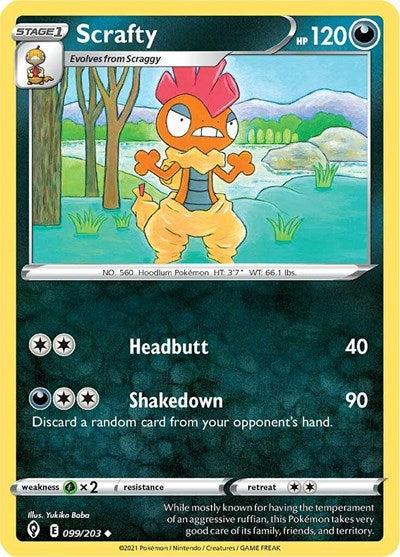 Scrafty SWSH07: Evolving Skies (SWSH07) - (#099/203) Near Mint