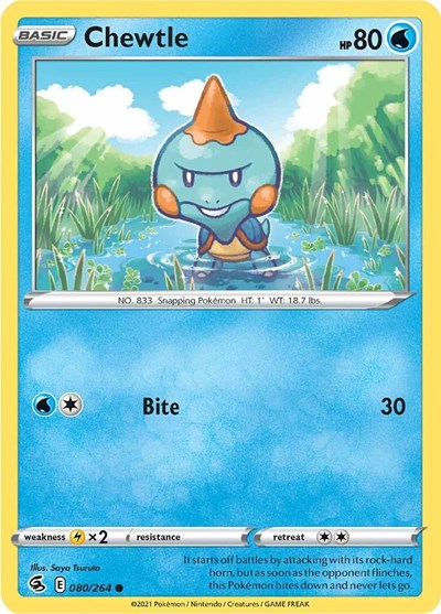 2021 Pokemon: SWSH08: Fusion Strike (SWSH08) - Chewtle (#080/264, Common)