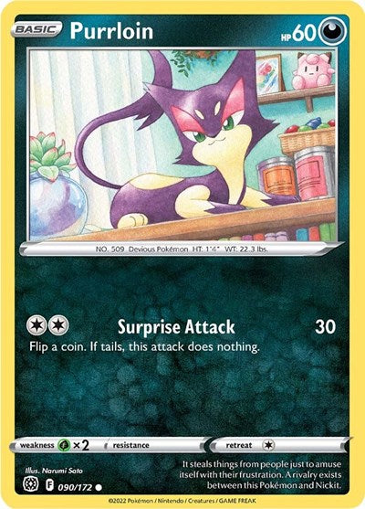Purrloin SWSH09: Brilliant Stars (SWSH09) - (#090/172) Near Mint