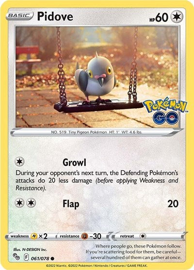 Pidove Pokemon GO (PGO) - (#061/078) Near Mint