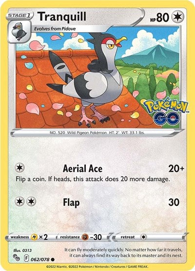 Tranquill Pokemon GO (PGO) - (#062/078) Near Mint