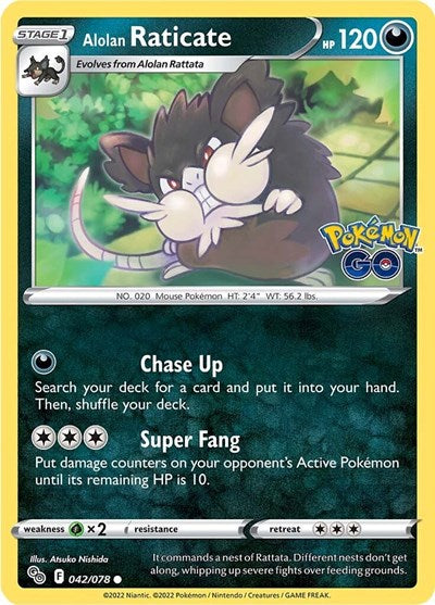 Alolan Raticate Pokemon GO (PGO) - (#042/078) Near Mint