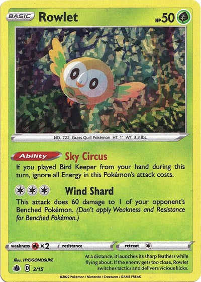 Rowlet - 2/15 McDonald's Promos 2022 (M22) - (#002/015) Holofoil Near Mint