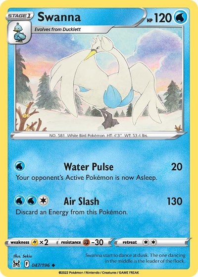 2022 Pokemon: SWSH11: Lost Origin (SWSH11) - Swanna (#047/196, Uncommon)