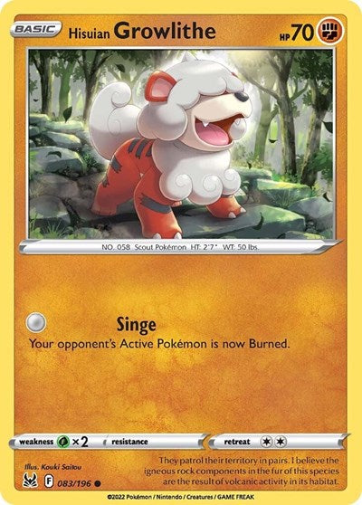 Hisuian Growlithe SWSH11: Lost Origin (SWSH11) - (#083/196) Near Mint