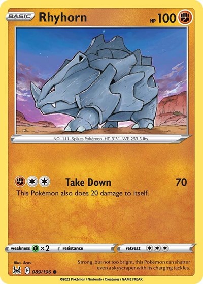 Rhyhorn SWSH11: Lost Origin (SWSH11) - (#089/196) Near Mint