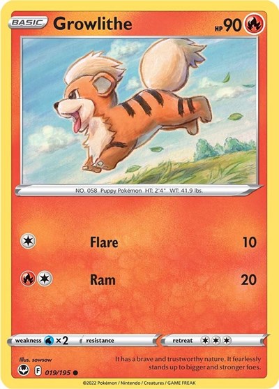 Growlithe SWSH12: Silver Tempest (SWSH12) - (#019/195) Near Mint