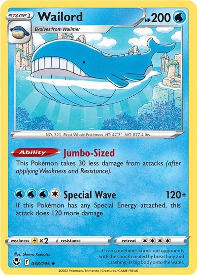 Wailord SWSH12: Silver Tempest (SWSH12) - (#038/195) Near Mint