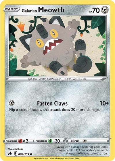 Galarian Meowth SWSH: Crown Zenith (CRZ) - (#084/159) Near Mint