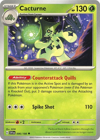 Cacturne 006 198 SV01: Scarlet & Violet Base Set (SVI) - (#006/198) Reverse Holofoil Near Mint