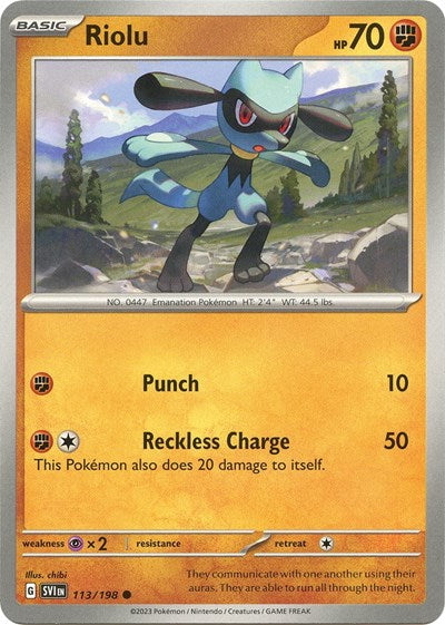 Riolu - 113/198 SV01: Scarlet & Violet Base Set (SVI) - (#113/198) Reverse Holofoil Near Mint