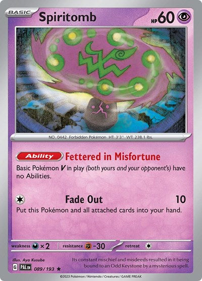 Spiritomb SV02: Paldea Evolved (PAL) - (#089/193) Reverse Holofoil Near Mint