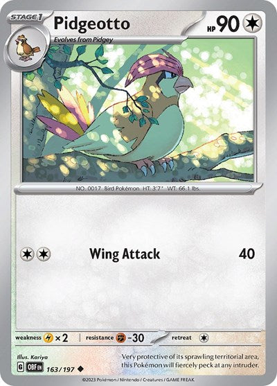 Pidgeotto SV03: Obsidian Flames (OBF) - (#163/197) Reverse Holofoil Near Mint