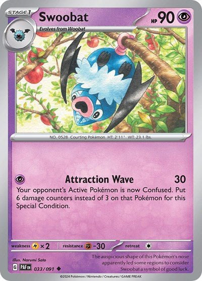 Swoobat SV: Paldean Fates (PAF) - (#033/091) Near Mint