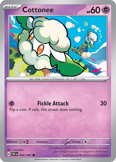 2024 Pokemon: SV: Paldean Fates (PAF) - Cottonee (#034/091, Common)