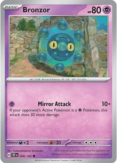 Bronzor - 068/162 SV05: Temporal Forces (TEF) - (#068/162) Reverse Holofoil Near Mint