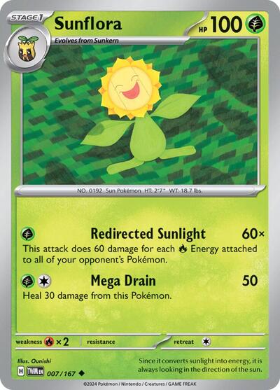 Sunflora - 007/167 SV06: Twilight Masquerade (TWM) - (#007/167) Reverse Holofoil Near Mint