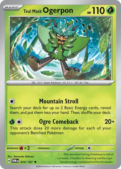 Teal Mask Ogerpon SV06: Twilight Masquerade (TWM) - (#024/167) Holofoil Near Mint