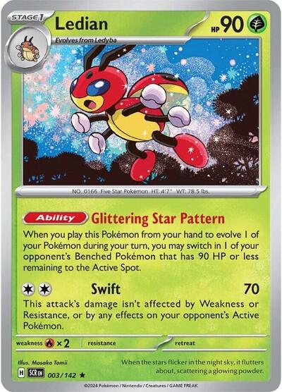2024 Pokemon: SV07: Stellar Crown (SCR) - Ledian - 003/142 (#003/142, Rare)