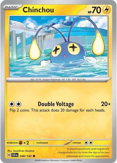 Chinchou SV07: Stellar Crown (SCR) - (#048/142) Reverse Holofoil Near Mint