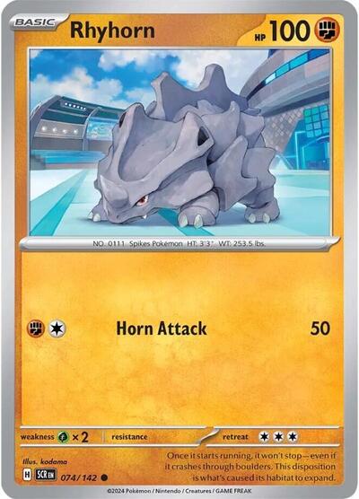 Rhyhorn SV07: Stellar Crown (SCR) - (#074/142) Reverse Holofoil Near Mint