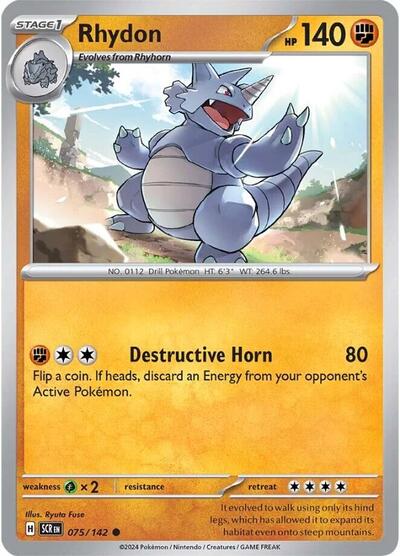 2024 Pokemon: SV07: Stellar Crown (SCR) - Rhydon (#075/142, Common)