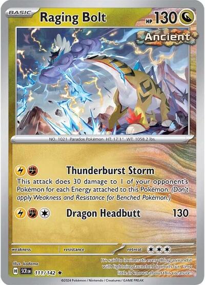 2024 Pokemon: SV07: Stellar Crown (SCR) - Raging Bolt (#111/142, Rare)