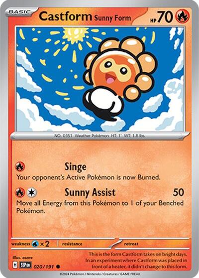 Castform Sunny Form - 020/191 SV08: Surging Sparks (SSP) - (#020/191) Near Mint