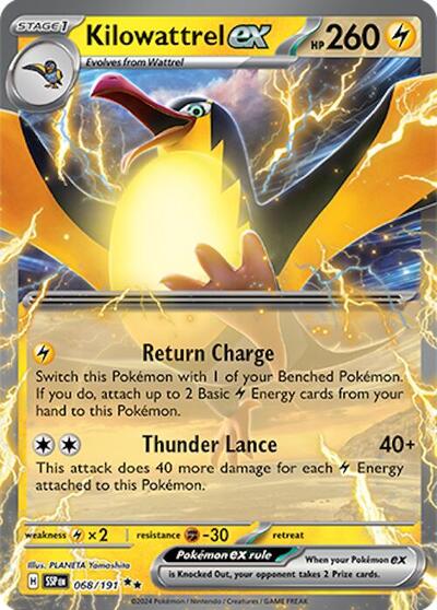 Kilowattrel ex SV08: Surging Sparks (SSP) - (#068/191) Holofoil Near Mint
