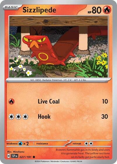 2024 Pokemon: SV08: Surging Sparks (SSP) - Sizzlipede (#027/191, Common)