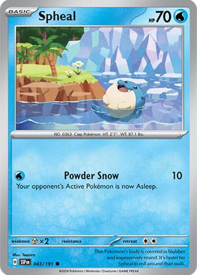 Spheal - 043/191 SV08: Surging Sparks (SSP) - (#043/191) Reverse Holofoil Near Mint