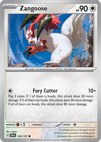 Zangoose SV08: Surging Sparks (SSP) - (#149/191) Reverse Holofoil Near Mint