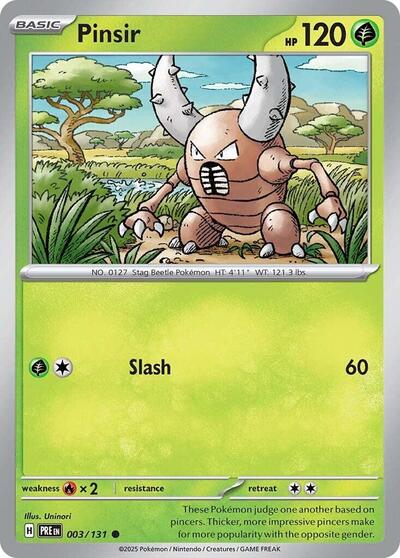 2025 Pokemon: SV: Prismatic Evolutions (PRE) - Pinsir (#003/131, Common)