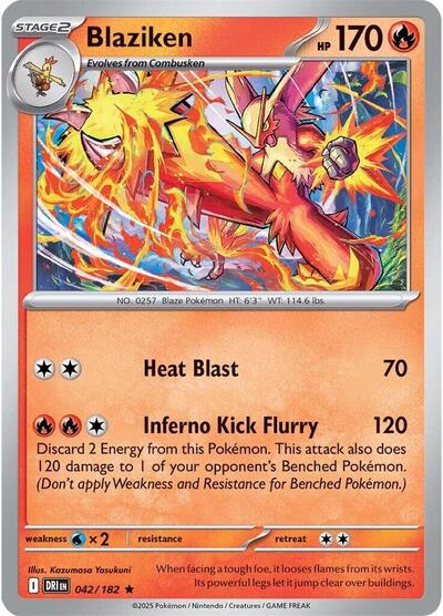 2025 Pokemon: SV10: Destined Rivals (DRI) - Blaziken - 042/182 (#042/182, Rare)