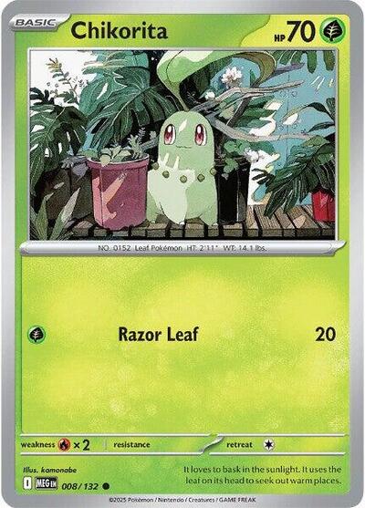 2025 Pokemon: ME01: Mega Evolution (MEG) - Chikorita (#008/132, Common)