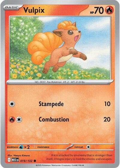 2025 Pokemon: ME01: Mega Evolution (MEG) - Vulpix - 019/132 (#019/132, Common)
