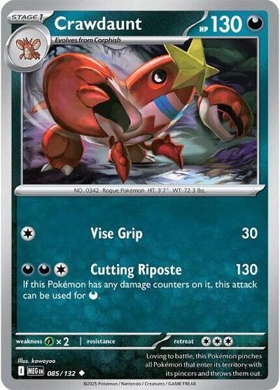 2025 Pokemon: ME01: Mega Evolution (MEG) - Crawdaunt (#085/132, Uncommon)