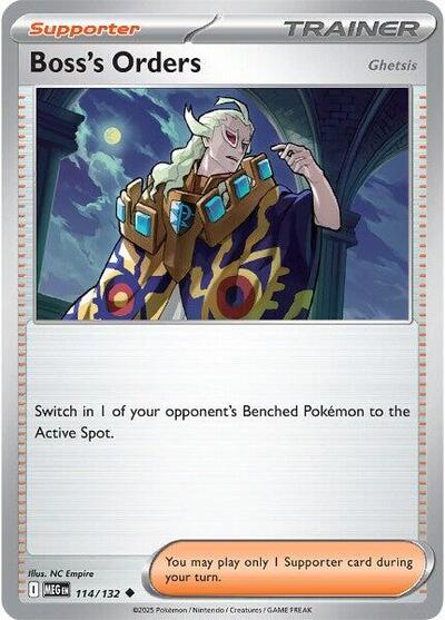 2025 Pokemon: ME01: Mega Evolution (MEG) - Boss's Orders [Ghetsis] (#114/132, Uncommon)