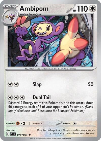 2025 Pokemon: ME02: Phantasmal Flames (PFL) - Ambipom - 079/094 (#079/094, Rare)
