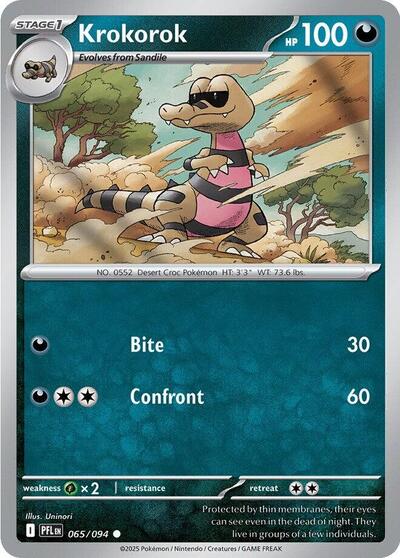 2025 Pokemon: ME02: Phantasmal Flames (PFL) - Krokorok (#065/094, Common)