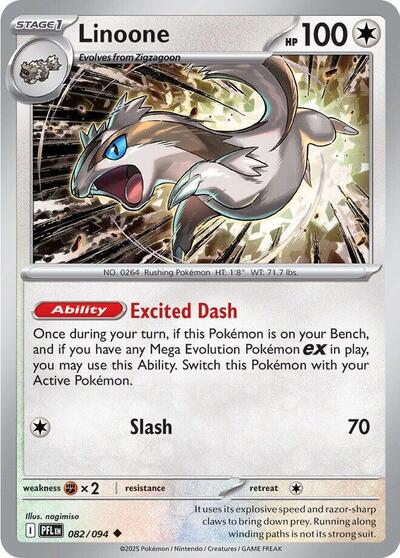 2025 Pokemon: ME02: Phantasmal Flames (PFL) - Linoone (#082/094, Uncommon)