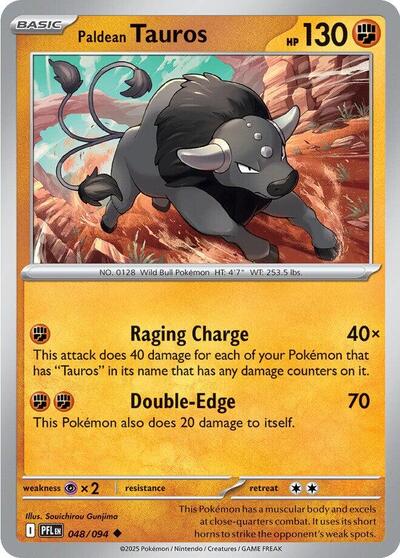 2025 Pokemon: ME02: Phantasmal Flames (PFL) - Paldean Tauros (#048/094, Uncommon)
