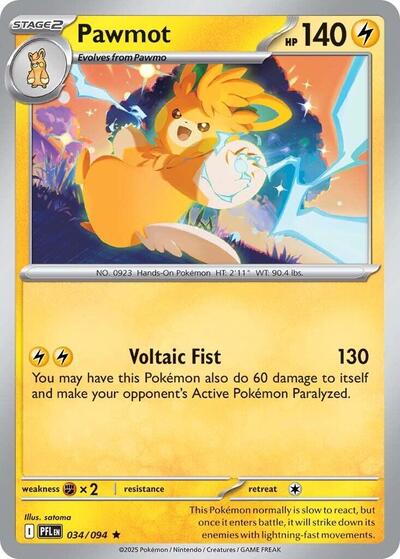 2025 Pokemon: ME02: Phantasmal Flames (PFL) - Pawmot (#034/094, Rare)