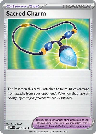 2025 Pokemon: ME02: Phantasmal Flames (PFL) - Sacred Charm - 093/094 (#093/094, Uncommon)